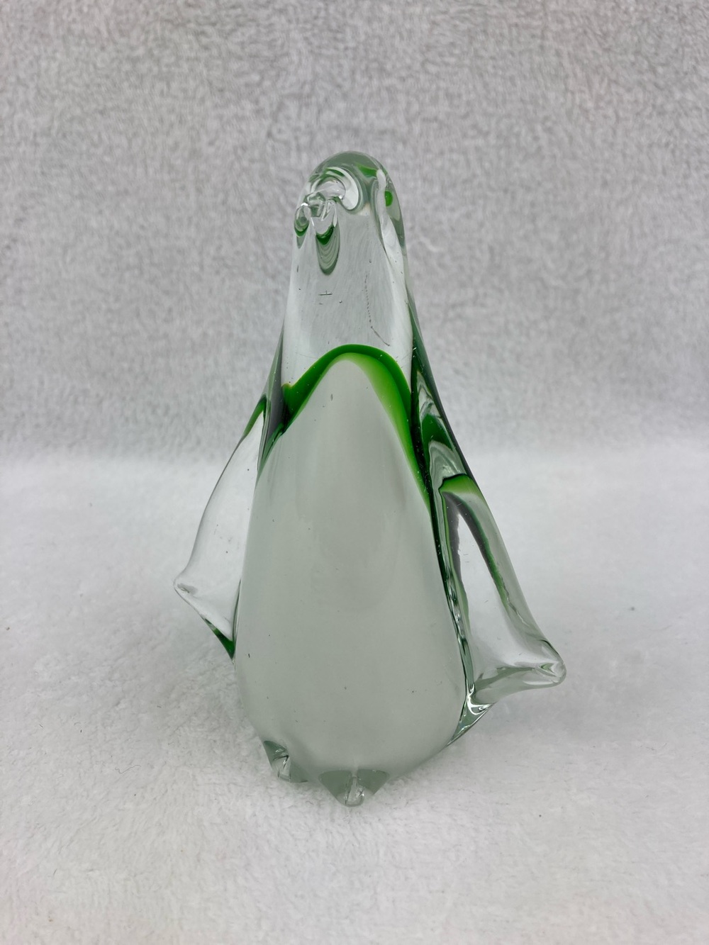 Handcrafted Blown Art Glass Penguin Kelly Green 5.5”